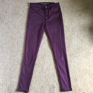 American Eagle burgundy sateen jeggings